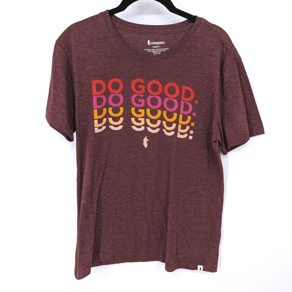Cotopaxi T Shirt Women Medium Burgundy Organic Do Good Short Sleeve Tee Gorpcore